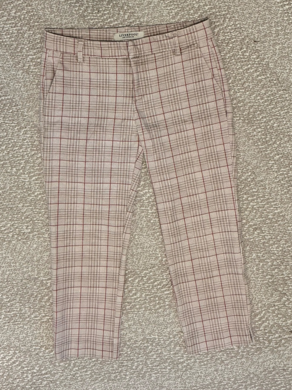 Liverpool Pink Plaid Slim Ankle Trousers - US 6